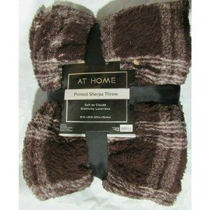 Printed Sherpa Throw Blanket Brown Plaid 50”x60”